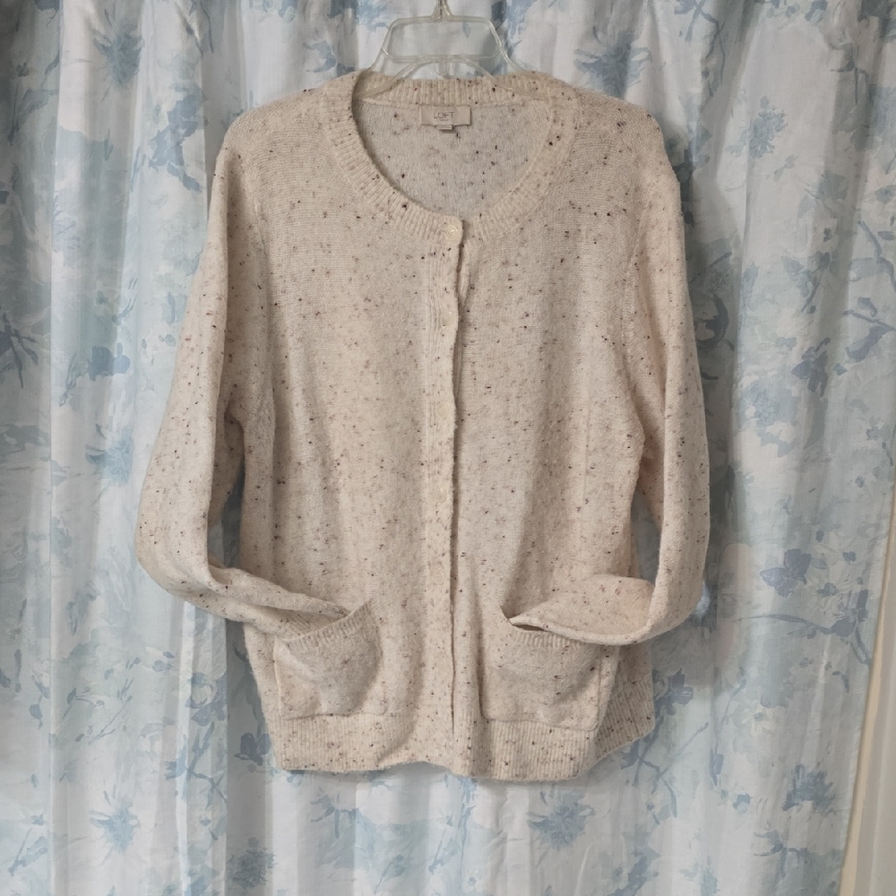 LOFT Beige Speckled Cardigan